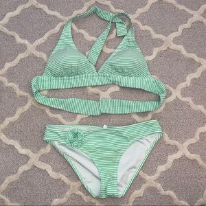 J. Crew green seersucker bikini
